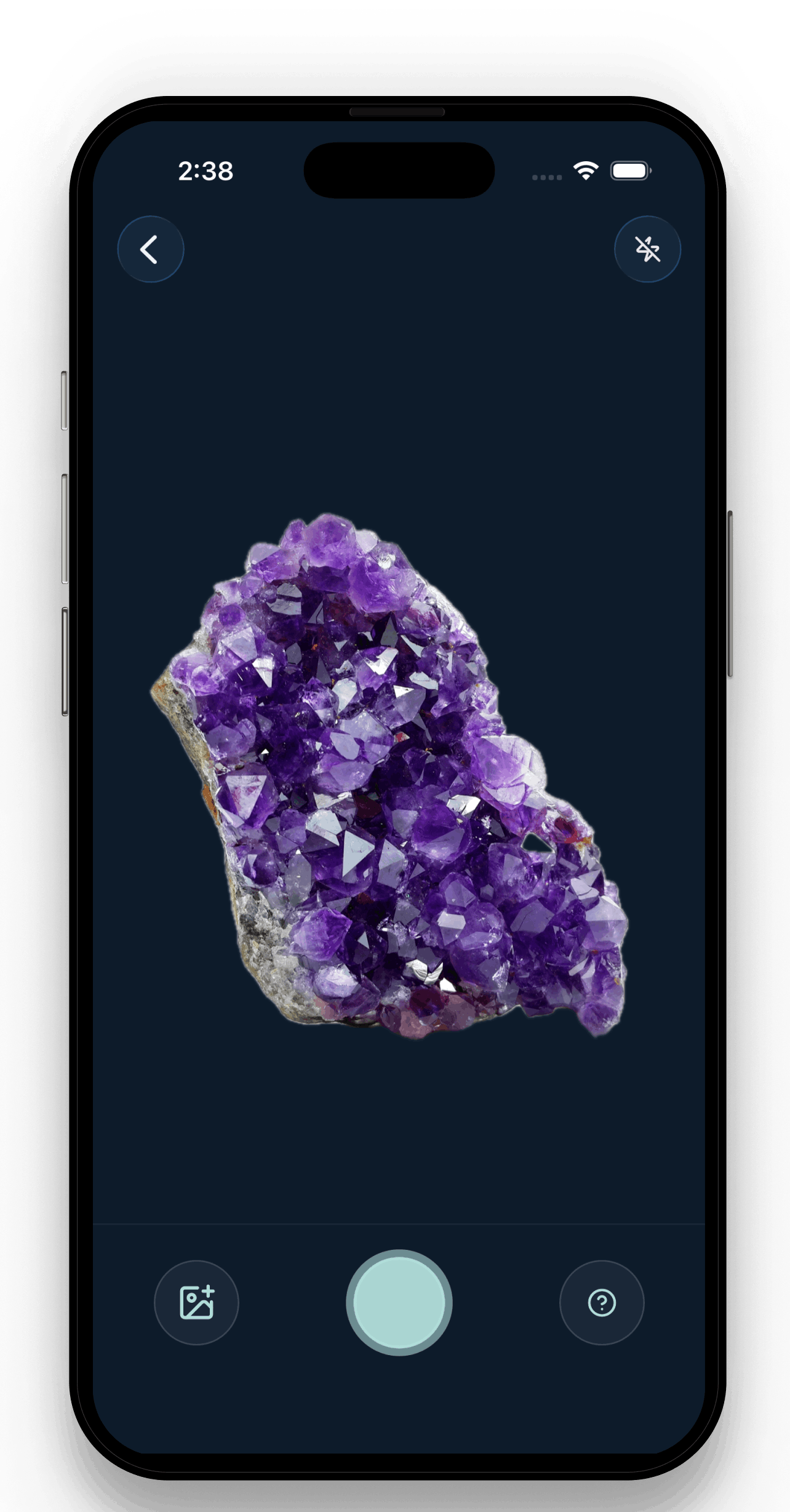 Crystal scanner result showing crystal identification options and match confidence